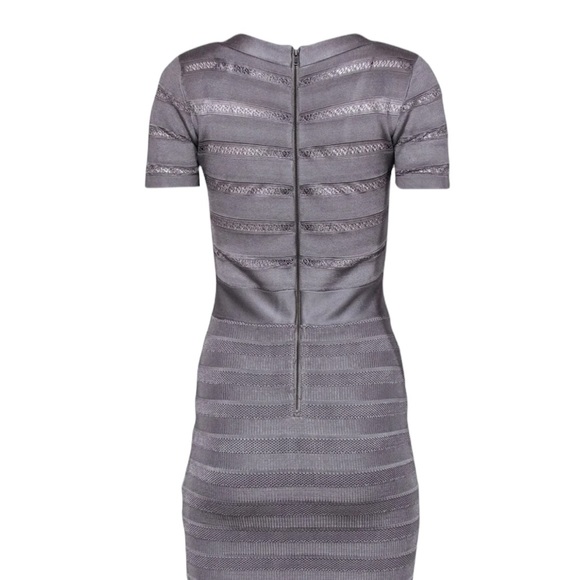 French Connection - slate/gray Striped Bandage Dress W/ Cutout Texture Sz 2 US - Picture 4 of 8
